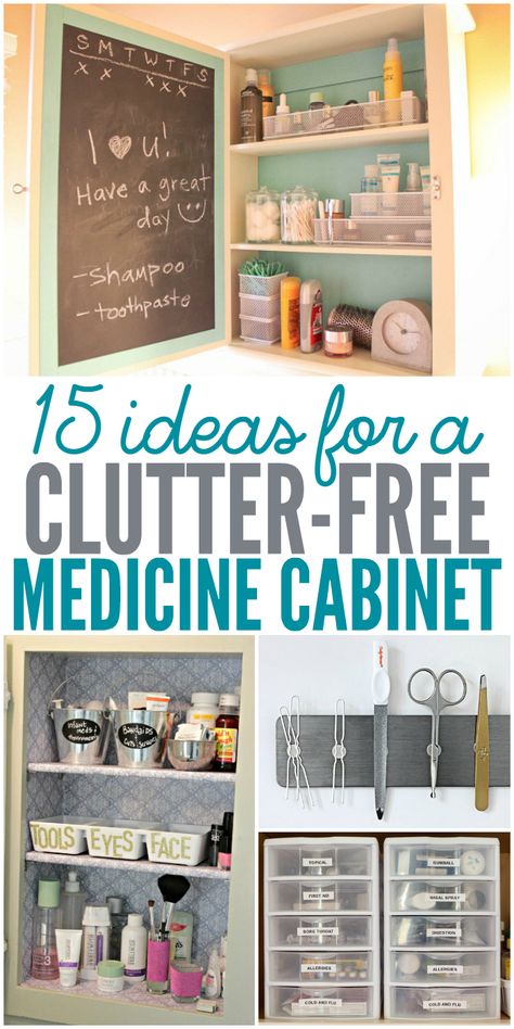 Where is your medicine cabinet? Is it in the bathroom or kitchen? No matter where it is, organization tips for your cabinet will help keep it clean and clutter free. I'm planning on trying several or these in my house. Cabinet Organization Ideas, Kitchen Cabinet Organization Ideas, Diy Medicine, Medicine Cabinet Organization, Bathroom Closet Organization, Diy Bathroom Storage, Medicine Organization, Bathroom Cabinet Organization, Closet Organization Diy