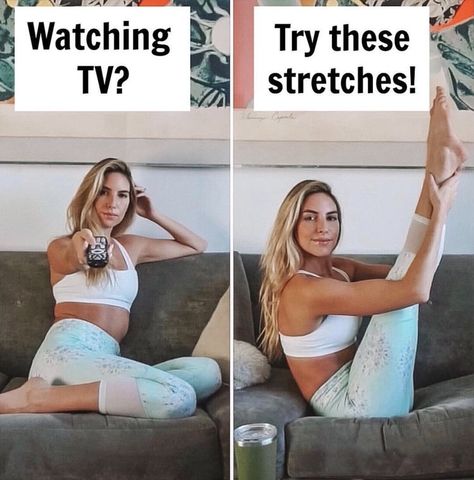 Yoga — Melissa Metrano Stretches While Watching Tv, Yoga While Watching Tv, Melissa Metrano, Full Body Stretches, Lazy Workout, Cat Cow Pose, Full Body Stretch, Cow Pose, Stretches For Flexibility