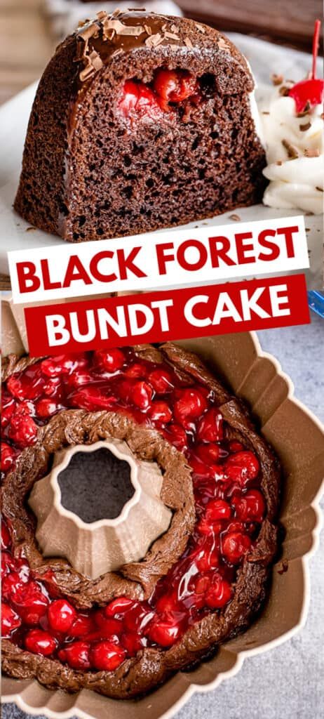 Black Forest Bundt Cake Recipe, Black Forest Bundt Cake, Chocolate Cherry Bundt Cake, Cherry Bundt Cake, Homemade Chocolate Ganache, Bunt Cake Recipe, Cherry Cake Recipe, Black Forest Cake Recipe, Coconut Macaroons Recipe