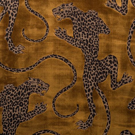 Catherine Martin by Mokum Panthera Gold | James Dunlop Textiles Leopard Illustration, Peacock Wallpaper, Towel Rug, Prints Design, Sleep And Loungewear, Bamboo Silk, Beautiful Bedding, Wool Carpet, Wall Covering