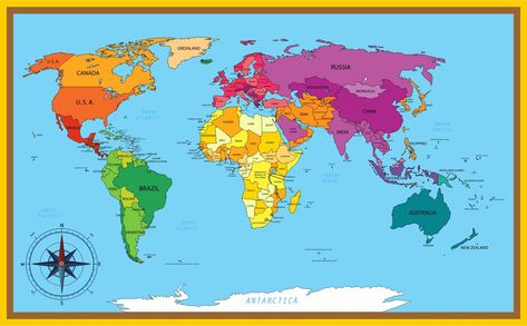 Full World Map, Free Printable World Map, Blank World Map, Printable World Map, World Printable, World Map With Countries, Color Worksheets For Preschool, World Map Printable, Creative Worksheets