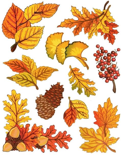 Watercolor Autumn Leaves, Fall Drawings, Scrapbook Stickers Printable, Autumn Crafts, Autumn Art, Leaf Art, Pastel Painting, Aesthetic Stickers, 그림 그리기