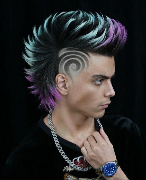 Unique Hairstyles Men, Cyberpunk Haircut, Fire Haircut, Cyberpunk Hairstyles, Futuristic Hairstyles, Bleached Hair Men, Hair Cut Guide, Popular Mens Hairstyles, Shaved Hair Designs