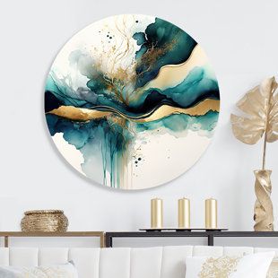 Teal And Gold Living Room Ideas, Teal And Gold Living Room, Handmade Hobbies, Teal Artwork, Nice Painting, Abstract Room, Teal Wall Art, 3d Metal Wall Art, Golden Art