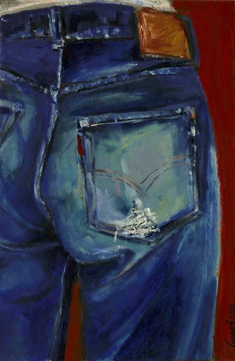 Oil painting cotton canvas 33x22 size, Levi’s butt #guarch # indigo #indigoart #artdenim Denim Canvas Art, Big Oil Painting, Alevel Art, Art Figures, Indigo Jeans, Watercolor Projects, Painted Jeans, Still Life Oil Painting, Small Canvas Art