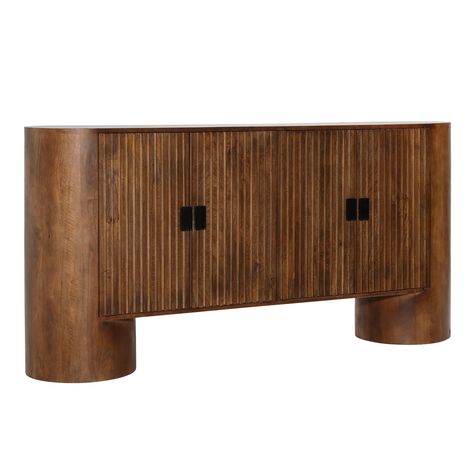 Stephenson Sideboard - Dovetail Warm Industrial, Dovetail Furniture, Wide Sideboard, Buffets And Sideboards, Solid Wood Sideboard, Into The Wood, Black Handles, Credenza Sideboard, Wood Sideboard