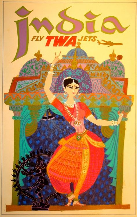 India David Klein, Twa Airlines, Vintage Airline Posters, India Poster, Vintage Airline, Travel Ads, Vintage India, India India, Vintage Airlines