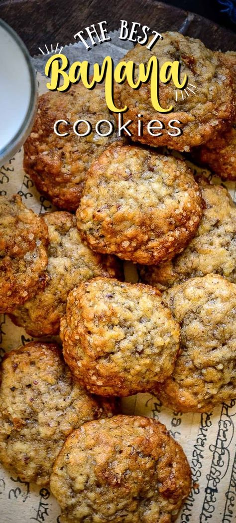 Banana Nut Cookies Oatmeal, Banana Shaped Cookies, Made With Bananas, Recipes For Bad Bananas, Banana Raisin Cookies, Banana Crinkle Cookies, Cookies Made With Bananas And Oats, Recipe With Bananas Healthy, Easy Recipes With Bananas 3 Ingredients