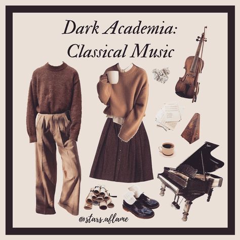 Lynne // dark academia’s Instagram profile post: “dark academia lookbook for classical music students 🤎 comment below if you study music! which subject would you like me to do next? . . .…” Studying At Library, Academia Lookbook, Dark Academia Lookbook, Sepia Aesthetic, Musical Academia, Artsy Style Outfits, Dark Academic, Classic Academia, Dark Academia Outfits