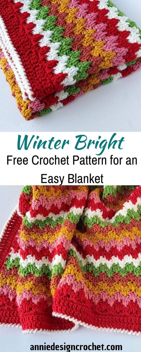 Granny Spike Stitch Crochet Blanket - Free Pattern - Annie Design Crochet Spike Stitch Crochet, Granny Spike Stitch, Crochet Blanket Free Pattern, Crochet Blanket Free, Spike Stitch, Easy Blanket, Crochet Ripple Pattern, Scrap Crochet, Winter Bright