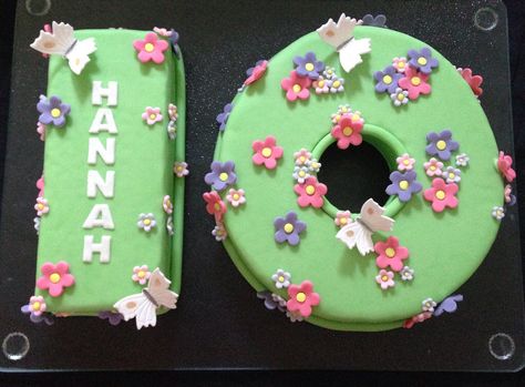 Number 10 Birthday Cake with flowers and butterflies No 10 Birthday Cake, Number 6 Birthday Cake, Number 10 Birthday Cake, Number 10 Cake, Cake With Flowers And Butterflies, 10th Birthday Cakes For Girls, 6 Birthday Cake, Trampoline Cake, Donut Icing