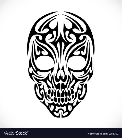 Celtic Skull Design, Skull Tattoo Stencil, Skull Stencil, Marquesan Tattoos, Skulls Drawing, Geniale Tattoos, Style Tattoo, Skull Tattoo Design, Maori Tattoo