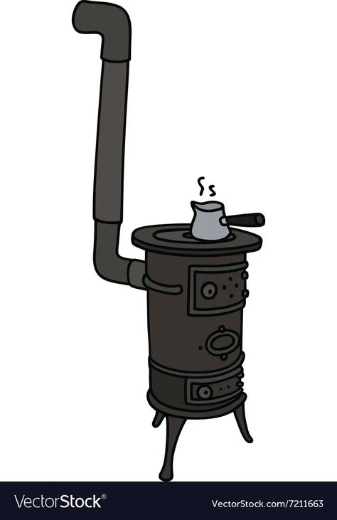 Hand drawing of an old small stove vector image Stove Drawing, Train Vector, Airplane Vector, Small Stove, Guitar Vector, Green Tractors, Car Vector, Dog Vector, Grey Dog