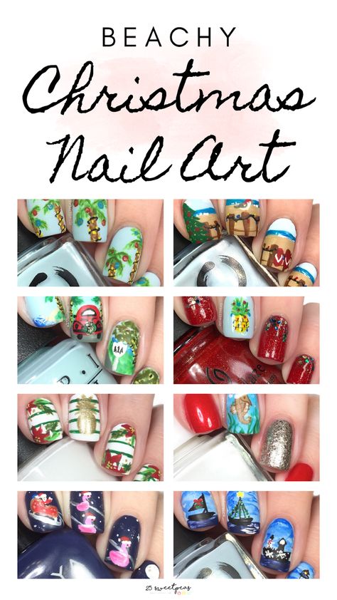 Blogging about art in all forms! Vacation Nail Art, Nail Christmas, Tropical Nails, Beachy Christmas, Hawaiian Christmas, Tropical Holiday, Tropical Christmas, Nails Salon, Holiday Nail Art