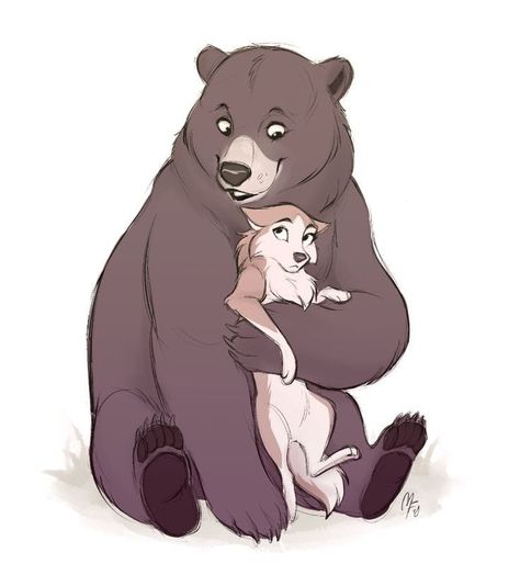 Bear And Wolf Drawing, Bear Hug Drawing, Hug Drawing Cute, Hug Art Reference, Hug Drawing, Hug Art, Bear Character Design, Fox And Bear, Bear Sketch