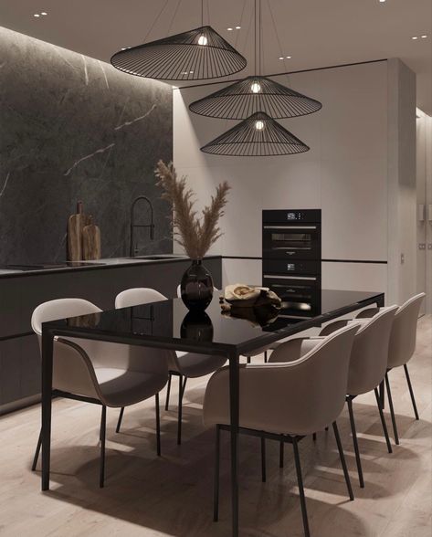 Pietra Grey Marble, Austin Interior Design, Japandi Interior Design, Minimalist Dining Room, Dinning Room Design, Japandi Interior, Dining Room Ideas, Kitchen Room Design, Kitchen Furniture Design