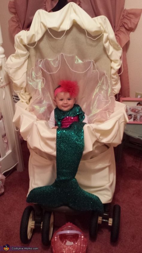 Christina: My daughter Carmela just turned 4 months old on October 30. She is obsessed with the little mermaid! I will sit her in front of the TV and she sings... 4 Month Old Halloween Costume Girl, 6 Month Old Halloween Costume Girl, Ariel Costume Toddler, Toddler Girl Halloween Costume Ariel, Little Mermaid Costume Baby, Infant Mermaid Costume, Little Mermaid Baby Costume, Little Mermaid Infant Costume, Funny Baby Halloween Costumes