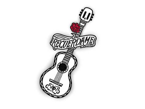 Coco Guitar, Coco Disney, Disney Sleeve, Disney Princess Babies, Guitar Tattoo, Disney Tattoo, Backpack Pins, Disney Sticker, Sleeves Ideas