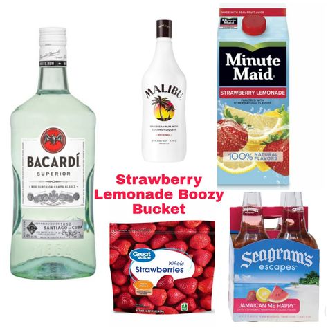 Bucket Drinks Alcohol Party Ideas, Drink Bucket Ideas, Luau Drinks, Bucket Drinks, Alcohol Fruit, Summer Drinks Alcohol Recipes, Coconut Liqueur, Lake House Food, Drink Bucket