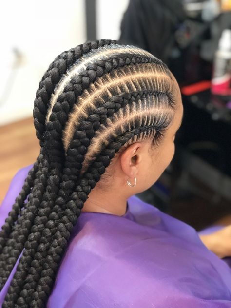 Big Straight Back Cornrows, Straight Backs, Short Box Braids Hairstyles, Big Box Braids Hairstyles, Feed In Braids Hairstyles, African Hair Braiding Styles, Braided Cornrow Hairstyles, Braids Hairstyles Pictures, Stitch Braids