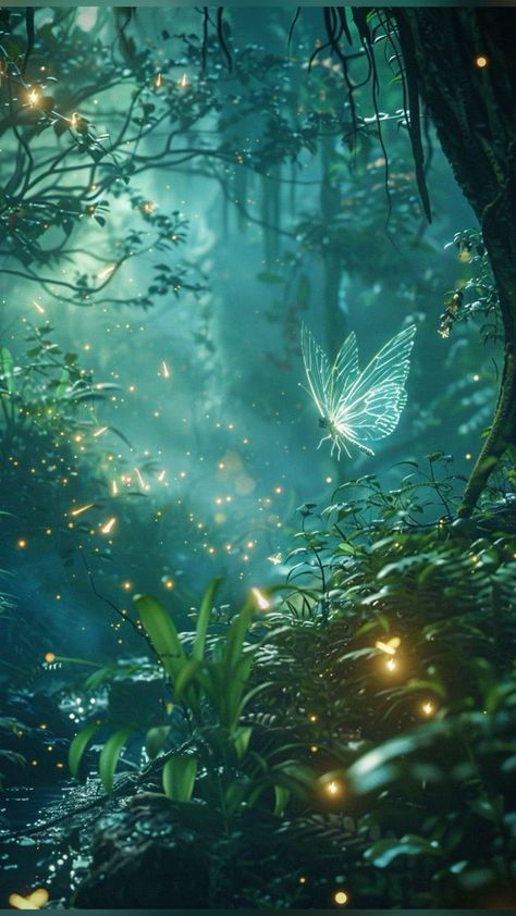 Magic Fairy, Forest Backdrops, Night Sky Wallpaper, Fantasy Forest, Landscape Art Painting, Fairy Magic, Fantasy Art Landscapes, Night Art, Fantasy Concept Art