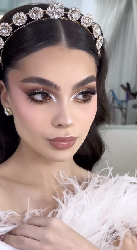 Black And White Prom Makeup, Grad Makeup, Baby Glam, Wedding Makeup For Brown Eyes, White Eyeshadow, Event Makeup, Glam Makeup Look, Eye Makeup Designs, Wedding Makeup Looks