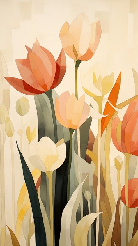 Tulip garden painting flower petal. | Premium Photo Illustration - rawpixel Tulip Garden Painting, Wallpaper Aesthetic Tulips, Garden Art Painting, Aesthetic Tulips, Mobile Phone Wallpaper, Tulip Garden, Tulip Painting, Tulips Garden, Ballet Photos