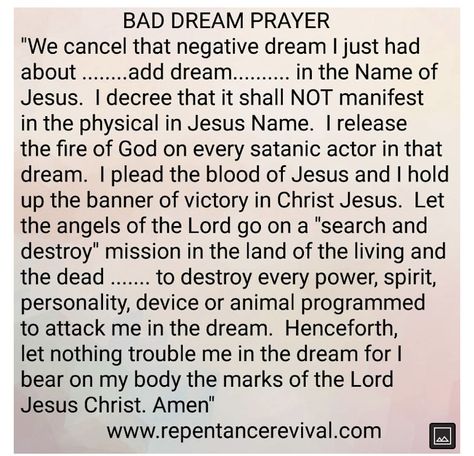 Prayers Against Bad Dreams, Prayer To Cancel Bad Dreams, Cindy Trimm, Nighttime Prayer, Manifestation Prayer, Warfare Prayers, Archangel Prayers, Inspire Bible, Deliverance Prayers