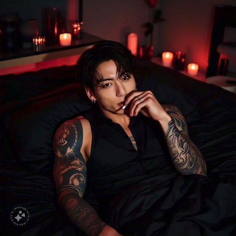 Mafia Jungkook Aesthetic, Jungkook With Tattoos, Jungkook King Edit, Bf Affirmation, Jungkook Seven Photoshoot, Jungkook Edit Pic, Jungkook Manspreading, Jungkook Side Profile, Jungkook Random