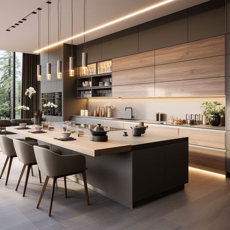 Warm Modern Kitchen Design, European Kitchen Design, Minimalist Kitchen Design, Modern Kitchen Interiors, Kitchen Design Plans, 아파트 인테리어, Modern Kitchen Cabinets, House Design Kitchen, Luxury Kitchen Design