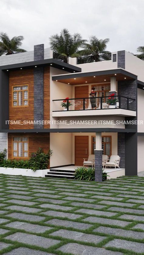 It's me Shamseer on Reels | A.R. Rahman · The Shimmer Of Sindhu New Home Exterior, Simple House Exterior Design, Modern Front Elevation, Small House Design Kerala, New Home Plans, New Model House, Duplex Villa, House Structure Design, Morden House