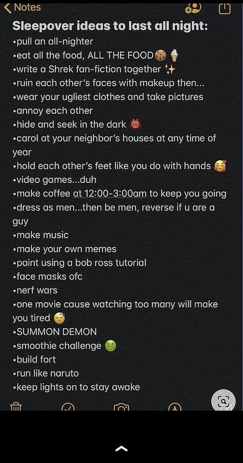 How To Pull An All Nighter By Yourself, All Nighter Activities, Sleepover Plans, Perfect Sleepover, Best Friend Test, Fun Sleepover Activities, Teen Sleepover Ideas, Fun Sleepover Games, Sleepover Party Games