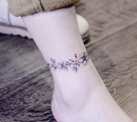 Wrap Around Ankle Tattoos, Iron Tattoo, Wildflowers Tattoo, Wrap Around Tattoo, Ankle Bracelet Tattoo, Ankle Tattoo Designs, Wrap Tattoo, Ankle Tattoos For Women, Ankle Tattoos