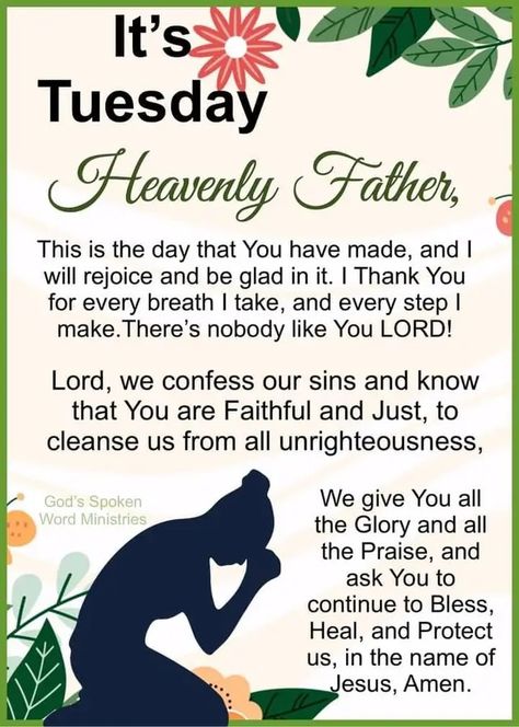 Tuesday Morning Blessings And Prayers, Tuesday Morning Blessings, Tuesday Quotes Good Morning, Powerful Morning Prayer, Good Morning Facebook, Friday Coffee, Tuesday Quotes, Rejoice And Be Glad, Praise The Lord