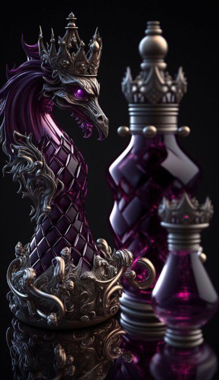 Magic Bottles, Fantasy Props, Art Gallery Wallpaper, Cool Wallpapers Art, Arte Fantasy, Chess Pieces, Chess Set, Dark Fantasy Art, Chess Board