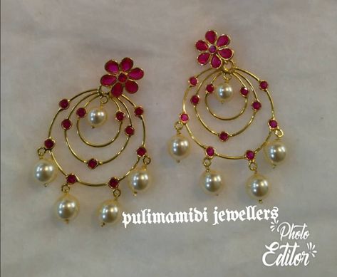 Light Weight Chandbali Earrings Gold, Light Weight Earrings Gold, Chandbali Earrings Gold, Gold Jewelry Outfits, Gold Earrings Models, Gold Necklace Indian Bridal Jewelry, Chandbali Earrings, Indian Jewellery Design Earrings, Bridal Jewelry Collection