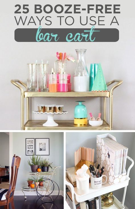 25 Booze-Free Ways To Use A Bar Cart Gold Bar Cart Target, Diy Bar Cart, Gold Bar Cart, Bar Cart Styling, Tea Cart, Bar Cart Decor, Contemporary House Design, Gold Bar, A Bar