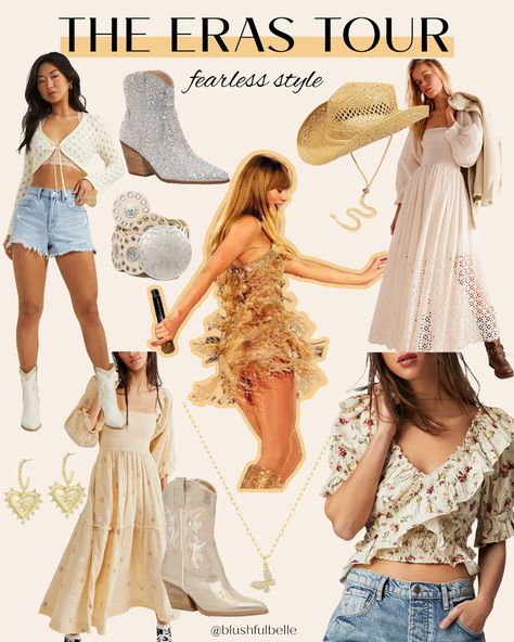 Outfit ideas taylor swift eras tour fearless, countrt outfits, country concert, cowboy boots outfits Outfit Inspo Eras Tour, Taylor Swift Concert Outfit Ideas, Taylor Swift Concert Outfit, Taylor Swift Country, Swift Outfits, Taylor Swif, Taylor Swift Party, Concert Outfit Ideas, Swift Concert