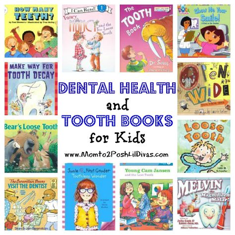 12 Dental Health and Tooth Books for Kids from Mom to 2 Posh Lil Divas Dental Health Unit, Dental Health Week, Dental Health Preschool, Dental Health Activities, Dental Health Month, Health Unit, Dental Kids, Health Activities, Health Lessons