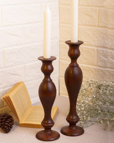 Candle Holders Wooden, Diy Furniture Videos, Beautiful Candle, Lathe Projects, Vintage Candlesticks, Candle Sticks, Wooden Candle Holders, Turned Wood, Garden Bar