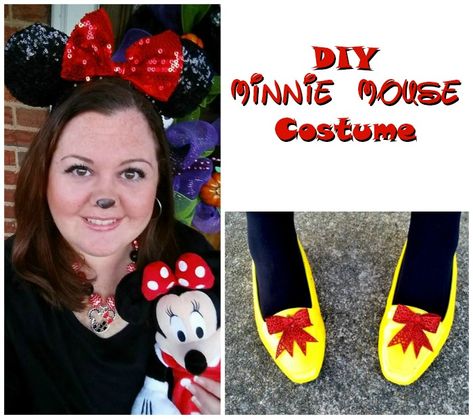 DIY Minnie Mouse Costume Homemade Minnie Mouse Costume, Mouse Costume Diy, Diy Minnie Mouse Costume, Minnie Mouse Fancy Dress, Minnie Mouse Costume Diy, Minnie Mouse Disneybound, Easy Disney Costumes, Simple Costumes, Disney Couple Costumes