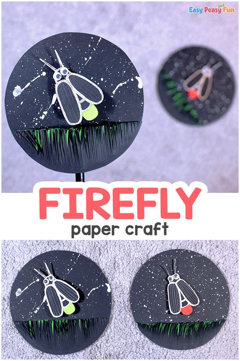 Paper Firefly Craft Light Bugs Fireflies, Firefly Unit Study, Firefly Activities For Kids, Firefly Art For Kids, Firefly Craft For Kids, Firefly Craft Preschool, Diy Fireflies, Lightning Bug Craft, Firefly Activities