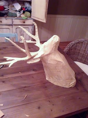 Imperfectly Imaginable : DIY Paper Mache Deer Head for around 20$ Paper Mache Deer Head, Diy Paper Mache, Paper Mache Head, Deer Heads, Lucky Peach, Paper Cube, Paper Star Lanterns, Paper Mache Projects, Paper Mache Animals