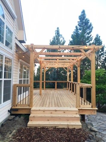 Diy Backyard Deck, Backyard View, Deck Pergola, Gazebo On Deck, Deck Makeover, Cedar Deck, Backyard Views, Pergola Swing, Patio Deck Designs