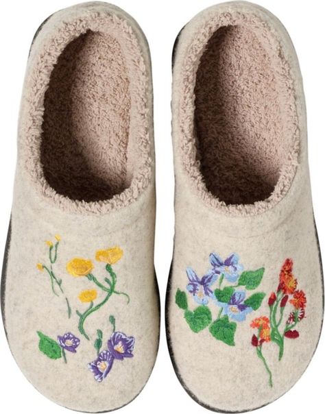 Women's Daybreak Scuffs, Motif Wool Clogs, Fleece Socks, Clogs Style, Clog Slippers, Liner Socks, Dillard's, Ll Bean, L L Bean, Floral Motif