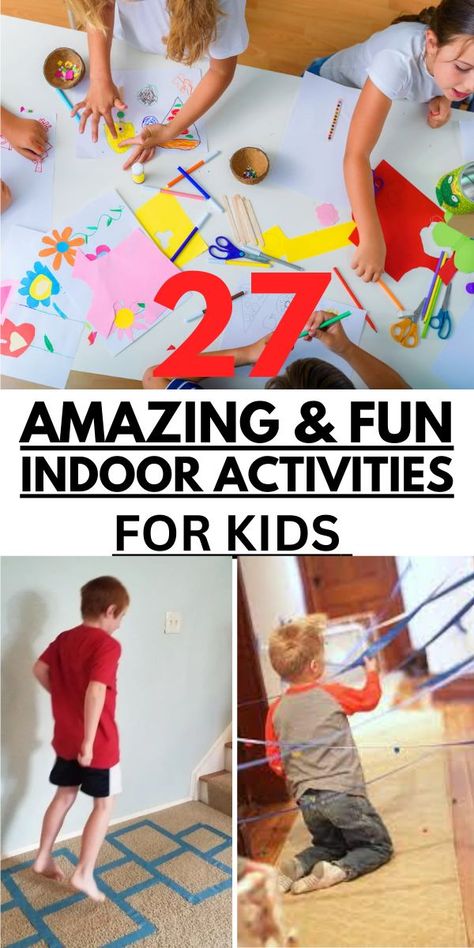 Keeping kids entertained indoors can sometimes be a challenge, especially when the weather doesn't cooperate or when outdoor activities aren't feasible. However, there's no need to worry! With a little creativity and planning, you can turn any indoor space into a playground of fun and learning. In this guide, we'll explore 27 amazing, easy, and fun indoor activities for kids that will not only keep them engaged but also stimulate their minds and bodies. These activities are perfect for rainy day Indoor Activities For Kindergarten, Indoor Activities For Kids 7-10, Indoor Rainy Day Activities For Kids, Rainy Day Activities For Kids Elementary, Easy Games For Kids Indoors, Inside Activities For Kids, Kids Activities Indoor, Indoor Kids Activities, Activities To Keep Kids Busy