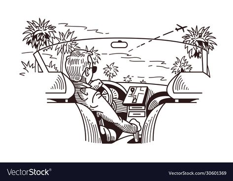 Navigator Illustration, Illustration Man, Inktober 2024, Adobe Illustrator Vector, Vehicle Interior, Flat Style, Black And White Colour, Design Assets, Fashion Flats