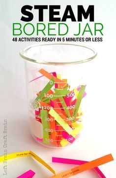 Kids bored?  Get out the STEAM (science, technology, engineering, art and math)! Jar Activities, Art And Math, Brain Craft, Engineering Art, Steam Ideas, Bored Jar, Bored Kids, Steam Science, Steam Projects