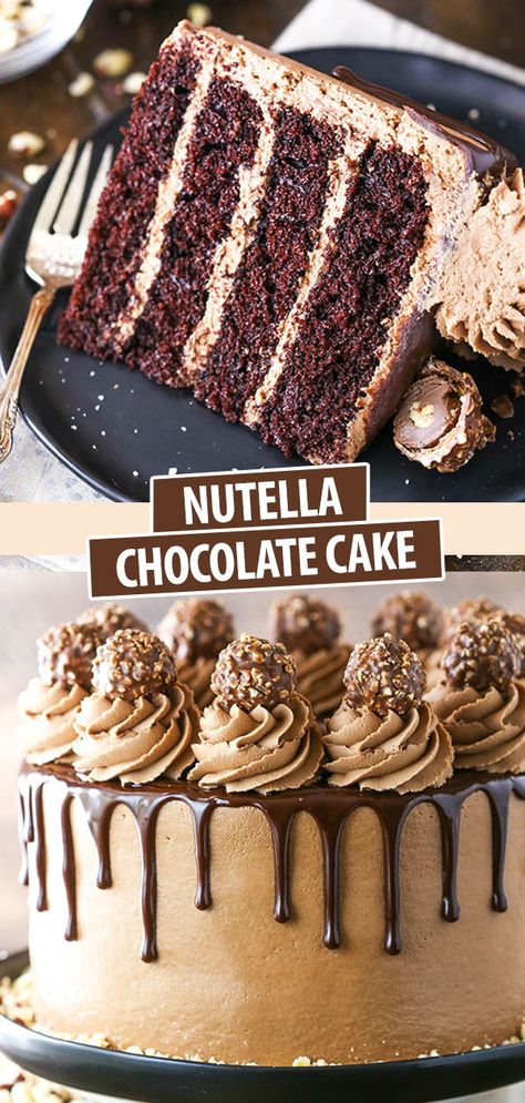 Nutella Icing, Nutella Recipe, Chocolate Oreo Cake, Nutella Cake, Chocolate Cake Recipe Easy, Cake Recipes Easy Homemade, Recipe Cake, Layer Cake Recipes, Easy Chocolate Cake