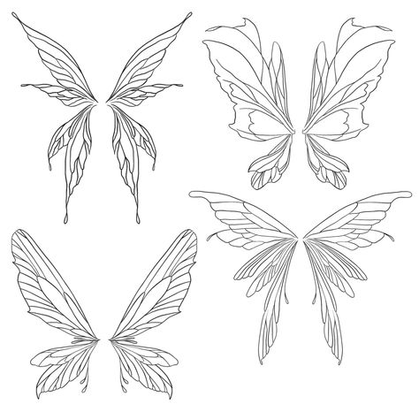 Tattoo design wings Diy Fairy Wings Template, Aesthetic Wings Tattoo, Different Fairy Wings, Floral Wings Tattoo, Insect Wings Tattoo, Wings Tattoo Design On Back, Winx Wings Tattoo, American Traditional Wings, Winx Club Wings Tattoo